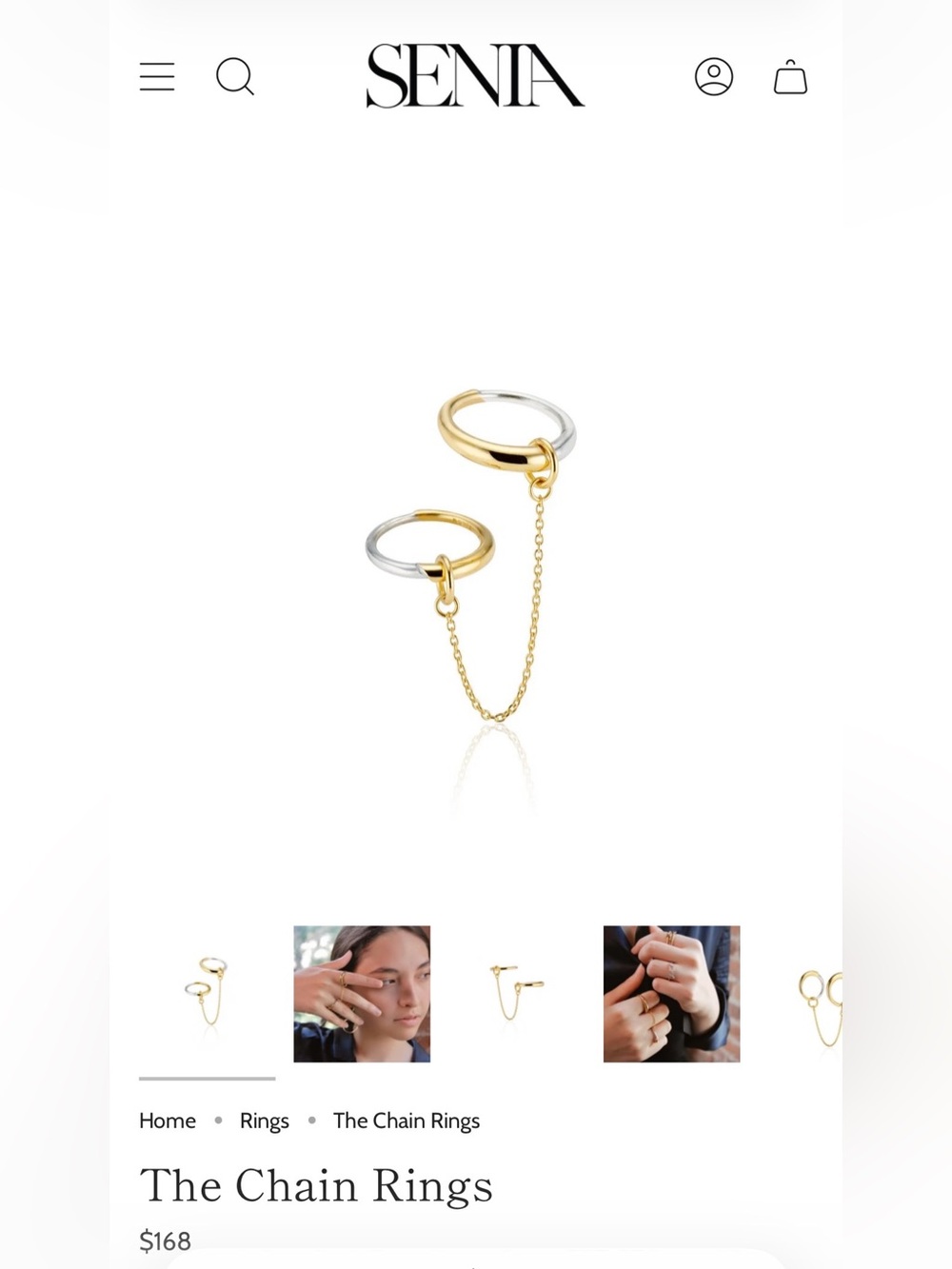 SENIA Two-Tone Chain Ring (Gold & Silver)